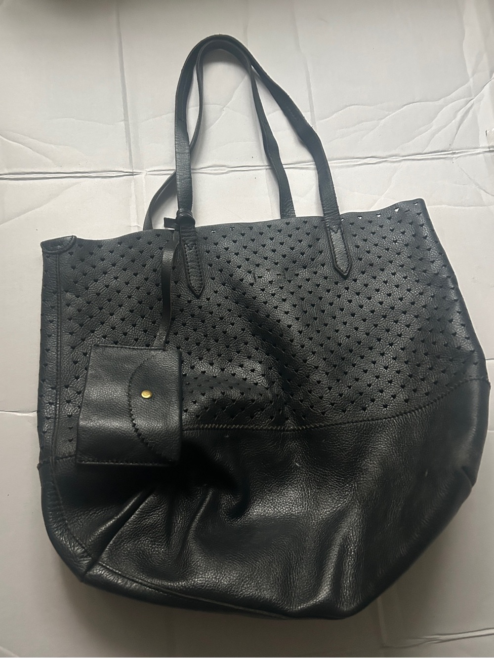 J. Crew Heart Cutout Leather Tote Bag